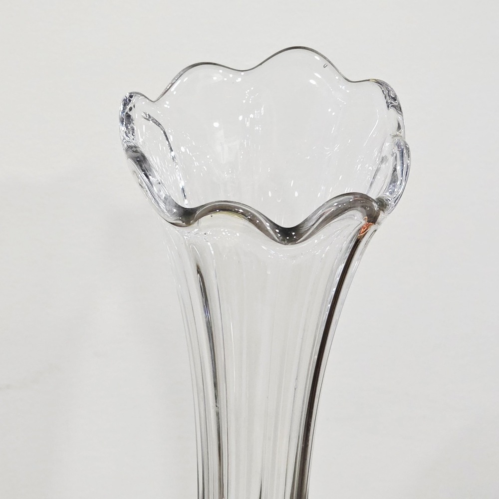 Clear Swung Bud Vase‎ Depression Glass Ribbed Stretched  15" Vintage - Picture 4 of 5
